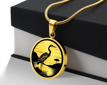 Personalized Heron Necklace, Heron Gift, Heron Pendant, Heron Jewelry, Birdwatching Gift, Bird Lover Gift, Nature Necklace Gift for Her