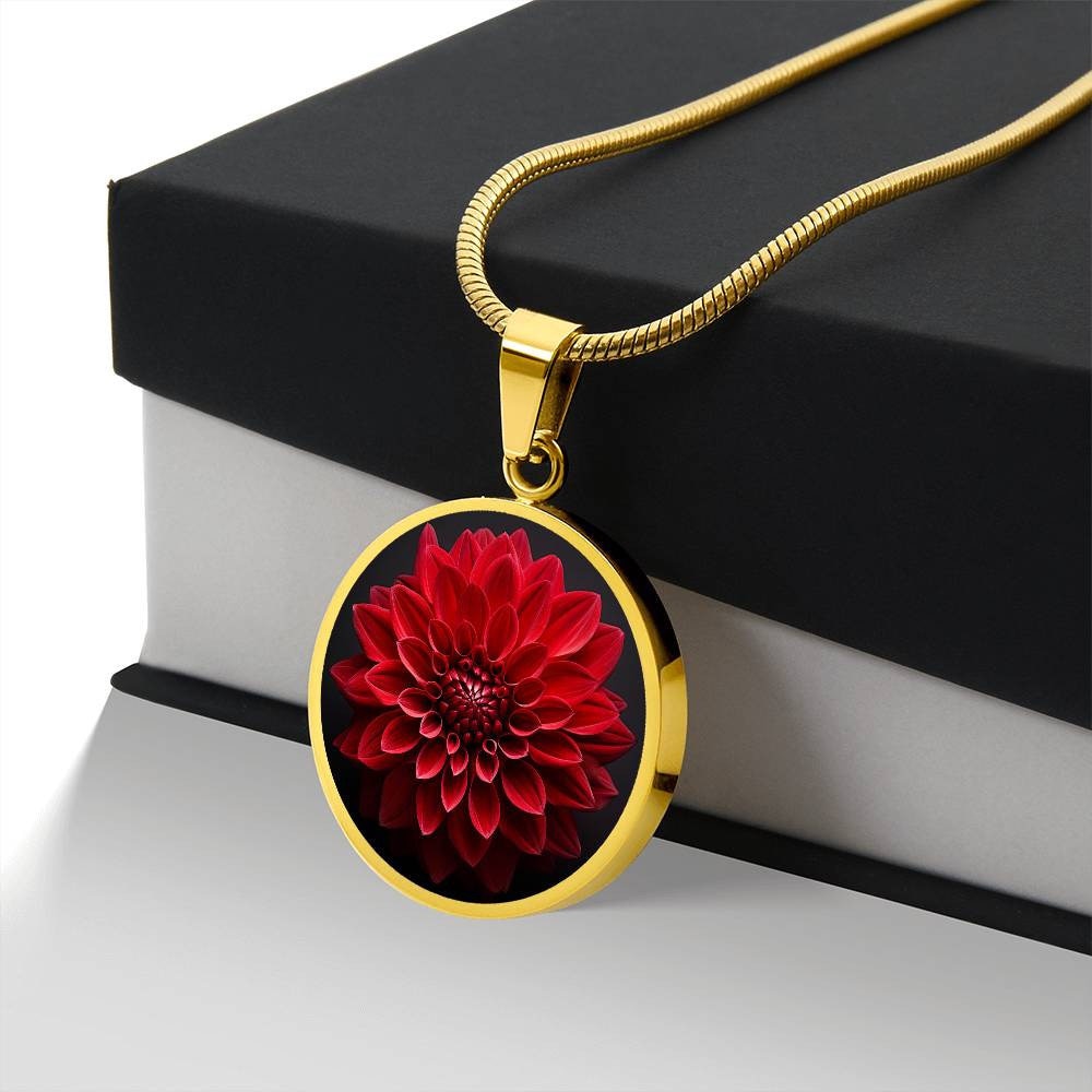 Personalized Red Dahlia Necklace, Dahlia Gift for Women, Dahlia