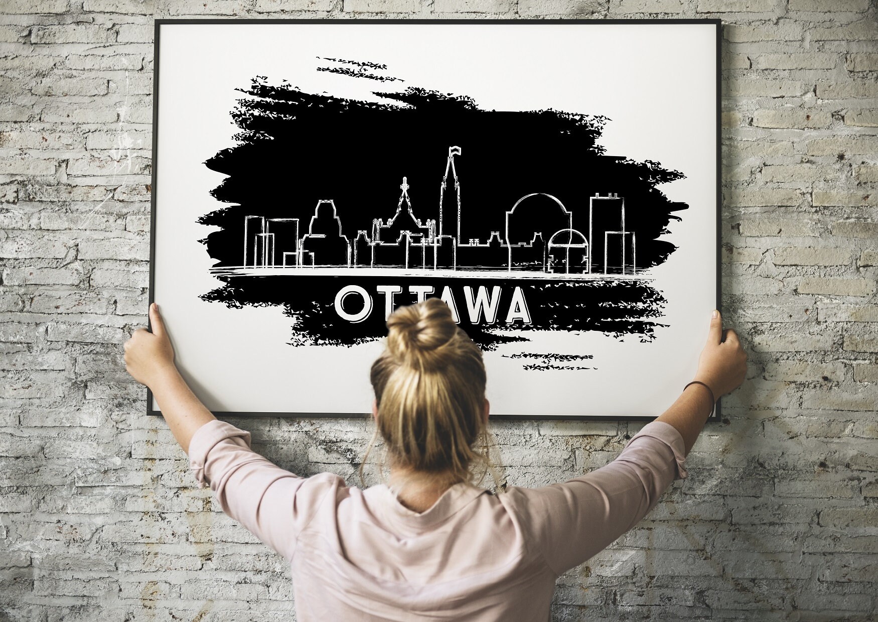 Ottawa Skyline Silhouette Sketch Ottawa Print Ottawa Poster Etsy