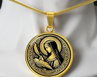 Saint Hildegard Necklace, St Hildegard of Bingen Patron Saint of Musicians & Writers, Baptism Gift, Confirmation Gift, First Communion Gift
