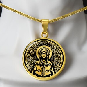 Saint Odilia Necklace, St Odilia of Alsace Patron Saint of Blind and Good Eyesight, Communion Gift, Baptism Gift, Confirmation Gift