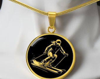 Personalized Skiing Necklace, Skiing Gift for Girls, Ski Necklace, Skiing Jewelry, Skier Gift, Women Skier Necklace, Downhill Skiing Charm