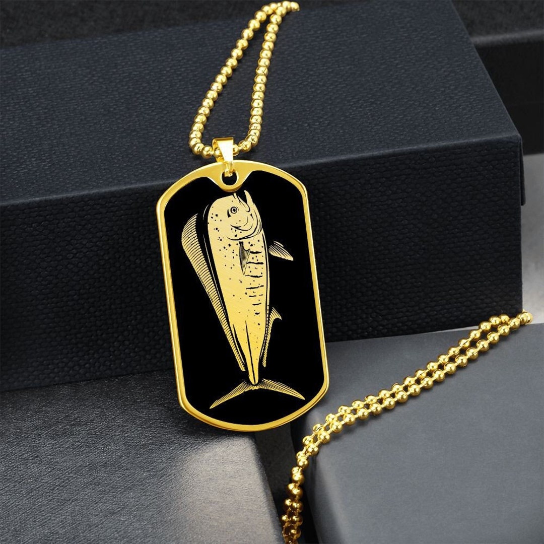 Personalized Mahi Mahi Fish Necklace, Fishing Gift for Men, Mahi Mahi