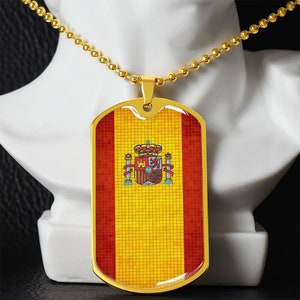 Collier drapeau de l'Espagne personnalisé, cadeau de l'Espagne, bijoux de l'Espagne, drapeau de l'Espagne, pendentif de l'Espagne, drapeau style mosaïque