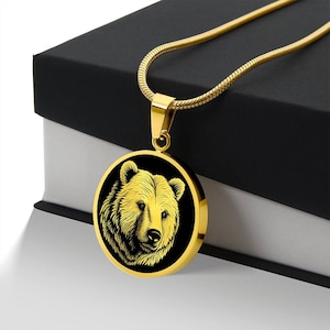 Personalized Grizzly Bear Necklace, Bear Gift, Grizzly Bear Pendant, Bear Jewelry, Birthday Gift For Daughter, Nature Necklace Gift for Her