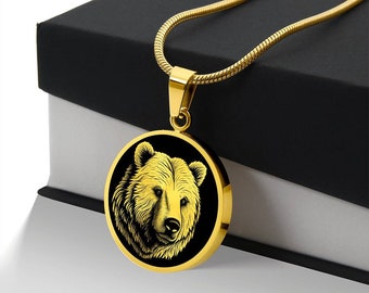 Personalized Grizzly Bear Necklace, Bear Gift, Grizzly Bear Pendant, Bear Jewelry, Birthday Gift For Daughter, Nature Necklace Gift for Her