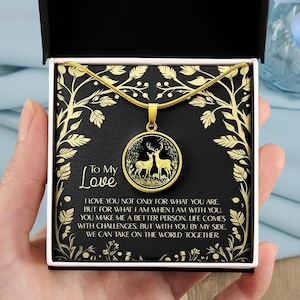 Deer In Love - 5th Anniversary Gift For Girlfriend, 5 Year Anniversary Gift For Wife, 5th Year Wedding Anniversary Necklace Gift For Her
