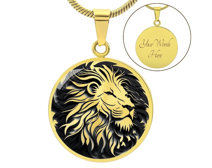 Personalized Lion Necklace, Lion Jewelry, Lion Pendant, Gift For Lion Lovers, Lion Gift, Strength gift, Courage Gift