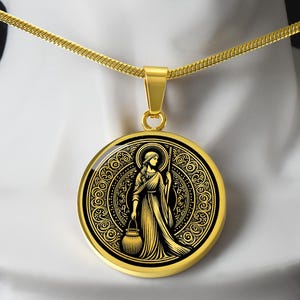 Heilige Martha van Bethanië ketting, heilige Martha patroonheilige van huisvrouwen, koks en obers communiecadeau, doopcadeau, bevestigingscadeau