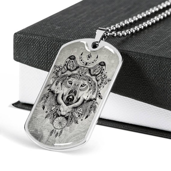 Gray Wolf Necklace Gifts Pendant Jewelry - Native American Wolf Pendant Gray Wolf Necklace Gifts Pendant Jewelry - Native American Wolf Pendant