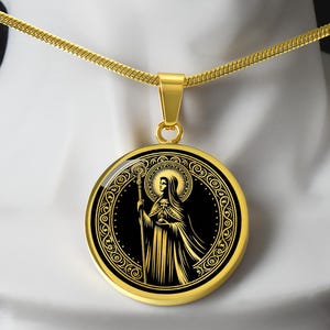 Saint Walburga Necklace, St Walburga Patron Saint of Those Caught in Storms, Fearful of Water, & Sailors, Baptism Gift, Confirmation Gift