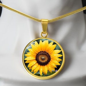Personalized Sunflower Necklace, Sunflower Pendant, Sunflower Gift For Women, Flower Necklace, Sunflower Jewelry, Mothers Day Gift