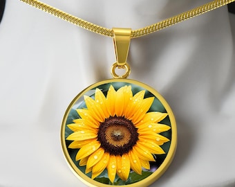 Personalized Sunflower Necklace, Sunflower Pendant, Sunflower Gift For Women, Flower Necklace, Sunflower Jewelry, Mothers Day Gift