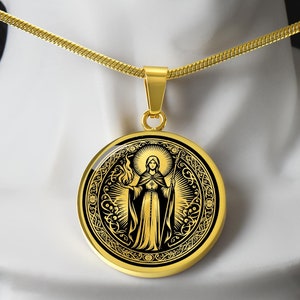 Saint Brigid Necklace, St Brigid of Kildare Patron Saint of Babies & Midwives, Baptism Gift, Confirmation Gift, First Communion Gift