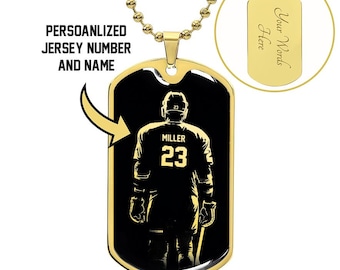 Personalized Ice Hockey Necklace, Hockey Gift For Boys, Hockey Pendant, Hockey Player Gift For Men, Hockey Jewelry, Hockey Player Necklace