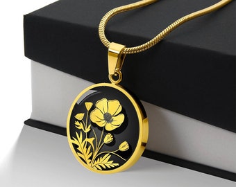 Personalized Buttercup Necklace, Buttercup Gift For Women, Flower Pendant, Buttercup Pendant, Birthday Gift For Her, Floral Necklace