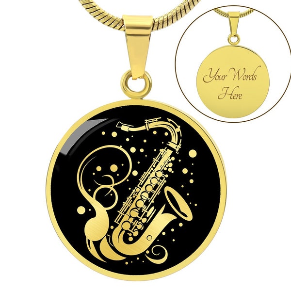 Personalisierte Saxophon Halskette, Saxophon Geschenk, Jazz Halskette, Saxophonist Geschenk, Musiker Geschenk, Musiklehrer Geschenk, Saxophon Anhänger