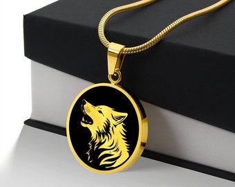 Personalized Wolf Necklace, Wolf Gift, Wolf Pendant, Wolf Jewelry, Birthday Gift For Daughter, Spirit Animal Gift