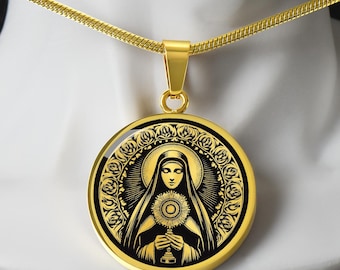 Sankta Klara halsband, Sankta Klara av Assisi skyddshelgon för broderare och TV, dopgåva, konfirmationsgåva, första nattvardsgåva