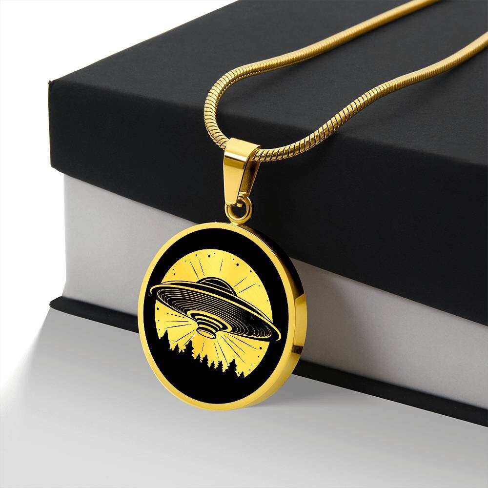 Personalized UFO Necklace, Spaceship Pendant, UFO Jewelry, Geeky Gift ...