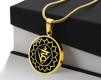 Personalized Vishuddha Chakra Necklace, Throat Chakra Necklace, 5th Chakra, Yoga Gift For Men, Chakra Jewelry, Yoga Lover Gift For women