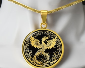 Personalized Phoenix Necklace, Phoenix Pendant, Rebirth Necklace, Spiritual Gift, Phoenix Jewelry, Phoenix Gift, Mythical Bird Necklace