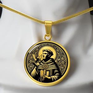 Saint Columbanus Necklace, St Columban Patron Saint of Bikers & Motorcyclists, Communion Gift, Baptism Gift, Confirmation Gift