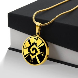 Personalized Hunab Ku Necklace, Mayan Pendant, Aztec Jewelry, Mayan God, Maya Mythology, Hunab Ku Pendant