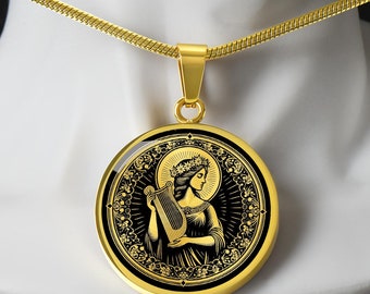 Saint Cecilia Necklace, St Cecilia Patron Saint of Singers, Musicians, Poets, Baptism Gift, Confirmation Gift, First Communion Gift