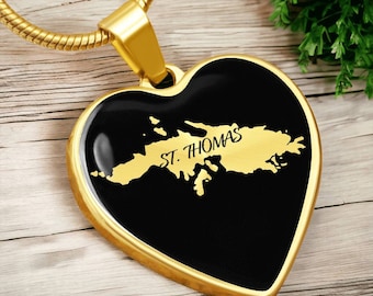 Personalized St. Thomas Necklace - US Virgin Islands Necklace, Saint Thomas Map Necklace, Saint Thomas Pendant, St Thomas Gift