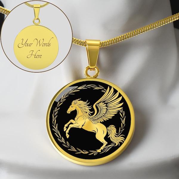 Personalized Pegasus Necklace, Pegasus Pendant, Pegasus Gift, Greek Mythology Gift, Flying Horse Necklace, Winged Horse Pendant