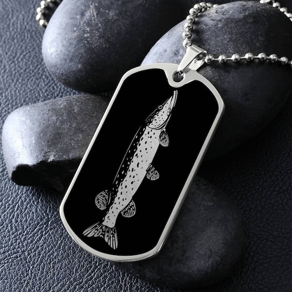 Personalized Pike Fish Necklace, Fishing Gift For Men, Pike Pendant Gift For Him, Fishing Gift For Dad, Pike Jewelry, Pike Gift