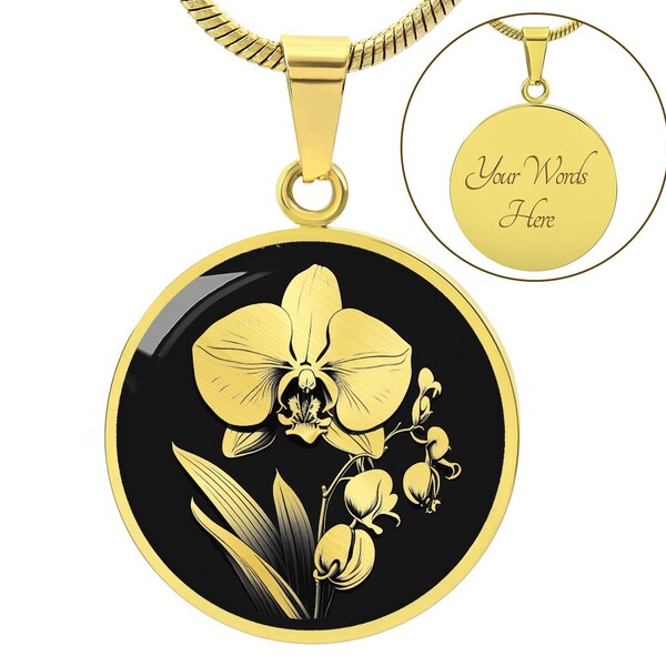 Personalized Orchid Necklace, Orchid Gift For Women, Orchid Pendant, Flower Necklace, Orchid Jewelry, Floral Jewelry, Botanical Jewelry