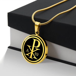 Chi Rho Anhänger, Alpha Omega Kreuz Anhänger, Christogramm Chrismon Anhänger, christlicher Schmuck, Chi Rho Anhänger, Konstantin Kreuz, Taufe Geschenk