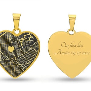 1 jaar jubileum cadeau voor vrouw, 1e verjaardag cadeau voor vriendin, romantisch cadeau voor haar, stadskaart ketting, soulmate ketting