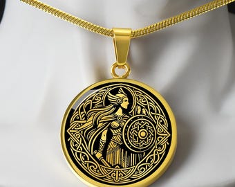 Personalized Shieldmaiden Necklace, Shield maiden Pendant, Valkyrie Necklace, Norse Mythology Gift, Viking Jewelry