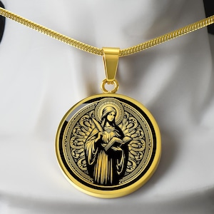 Saint Amalberga Necklace, Saint Amelia Pendant, Patron Saint of Fishermen & Farmers, Saint Amelia Medal, Baptism Gift, Confirmation Gift