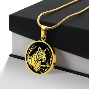 Personalized Tiger Necklace, Tiger Gift, Tiger Pendant, Tiger Jewelry, Tiger Charm, Birthday Gift For Daughter Wildlife Jewelry Gift For Her