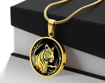 Personalized Tiger Necklace, Tiger Gift, Tiger Pendant, Tiger Jewelry, Tiger Charm, Birthday Gift For Daughter Wildlife Jewelry Gift For Her