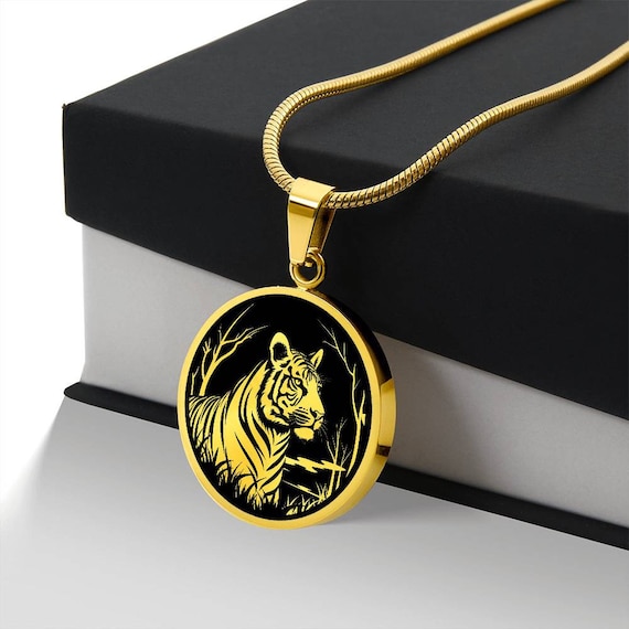 10K Yellow Gold 3D Tiger Face Round Diamond Pendant 1.70  Gold Toned Tiger Pendant Business Card Holder display picture 1