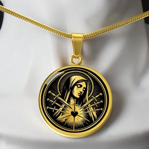 Our Lady of Sorrows Necklace, Our Lady of Sorrows Medal, Mater Dolorosa, Virgin Mary Medal, Communion Gift, Baptism Gift, Confirmation Gift