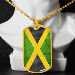 Personalized Flag of Jamaica Necklace, Jamaica Gift, Jamaica Jewelry, Jamaica Flag, Jamaica Pendant, Mosaic Style Flag