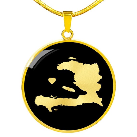 Collier Carte Haïti – Pendentif Argent Vintage, Chaîne Patriote – Bijou Patriotique Homme/Femme, Cadeau