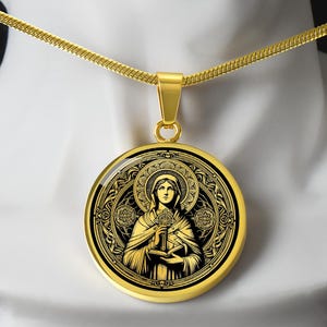 Saint Bridget Necklace, St Bridget of Sweden Patron Saint of Europe, First Communion Gift, Baptism Gift, Confirmation Gift