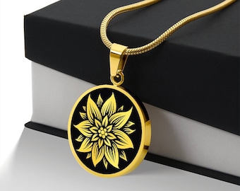 Personalized Edelweiss Necklace, Edelweiss Gift For Women, Edelweiss Pendant, Edelweiss Jewelry, Floral Necklace, Flower Pendant