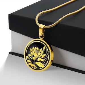 Water Lily Necklace, Water Lily pendant, Water Lily Gift, Lotus Flower Necklace, July Birthday Gift For Her, Floral Necklace, Flower Pendant