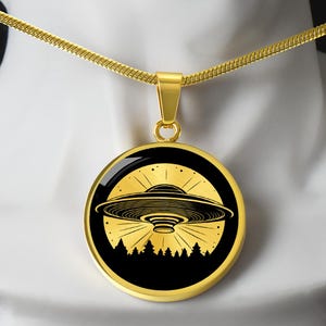 Collier OVNI personnalisé, pendentif vaisseau spatial, bijoux OVNI, cadeau geek, collier vaisseau spatial, collier soucoupe volante, cadeau OVNI, bijoux extraterrestres