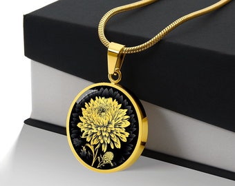 Chrysantheme Halskette, Chrysantheme Geschenk für Frauen, Chrysantheme Schmuck, November Geburtstagsgeschenk, Blumen Halskette, Blumen Anhänger