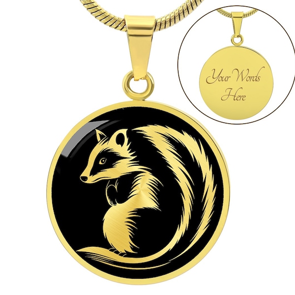 Personalized Skunk Necklace, Skunk Gift, Skunk Pendant, Skunk Jewelry, Birthday Gift For Daughter, Nature Necklace Gift, Spirit Animal Gift