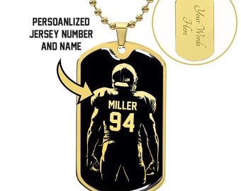Gepersonaliseerde American Football-ketting, voetbalcadeau, voetbalhanger, voetbalspelercadeau, voetbalspelerketting, voetbalsieraden